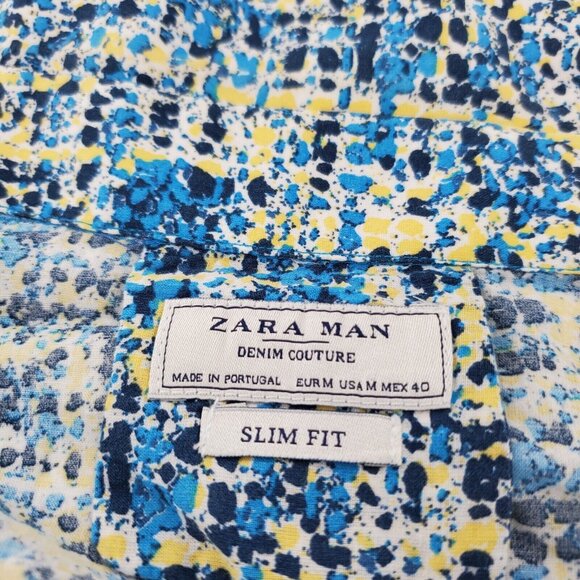 Zara‎ Man Denim Couture Slim Fit Medium Blue Button Up Shirt - Picture 2 of 3